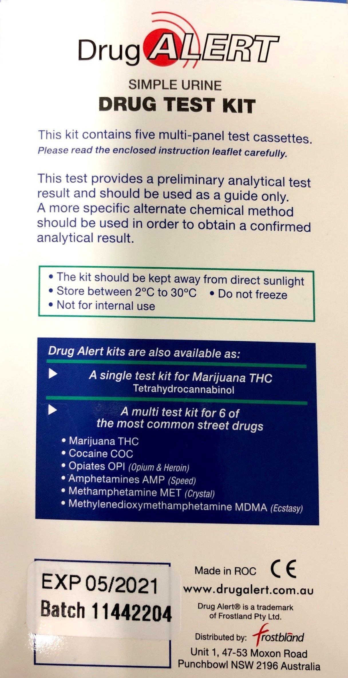 Drug Alert Urine Drug 5 Test Kit tests 6 street drugs 4 prescription drugs - DominionRoadPharmacy