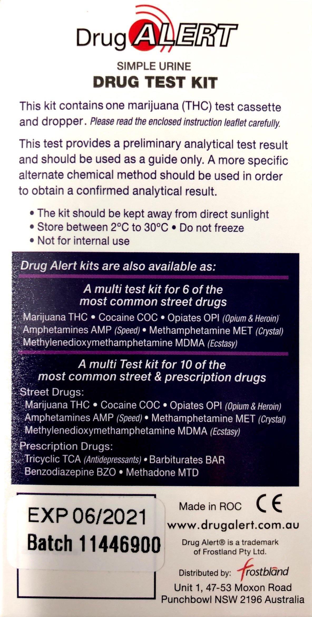 Drug Alert Urine 1 Test kit for Marijuana THC Tetrahydrocannabinol - DominionRoadPharmacy