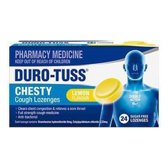 DURO TUSS Chesty Sugar Free Lozenges Lemon Flavour 24 - DominionRoadPharmacy