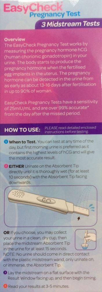 EasyCheck&reg; Pregnancy tests 3 Pack Midstream