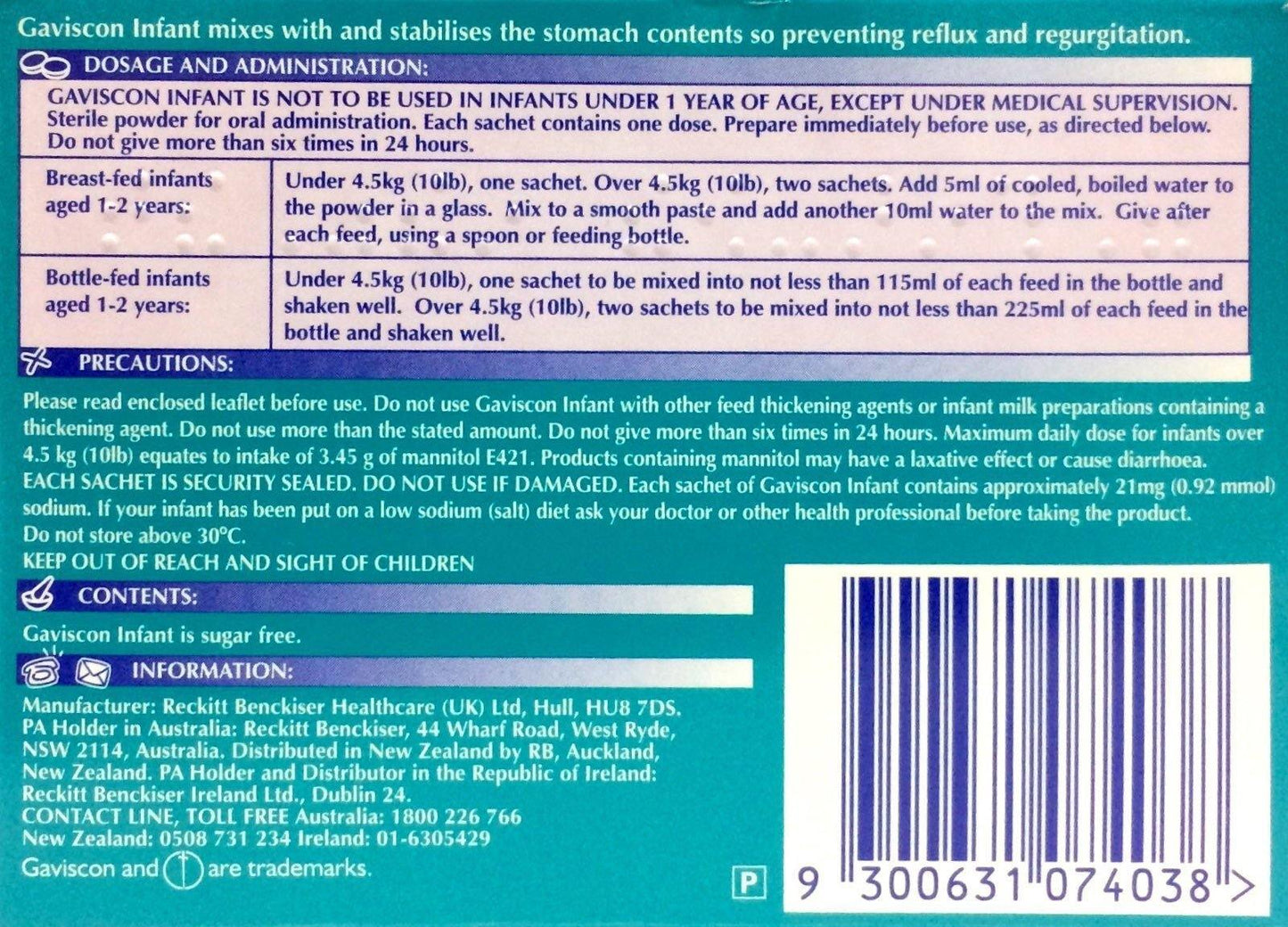 Gaviscon Infant Powder for Oral Suspension 30 Sachets - DominionRoadPharmacy