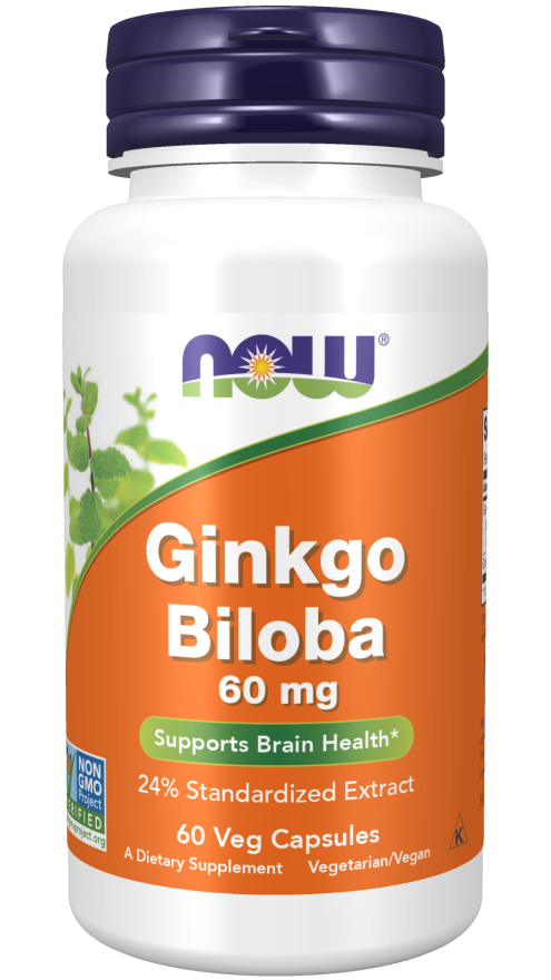 now Ginkgo Biloba 60 mg 60 Veg Capsules