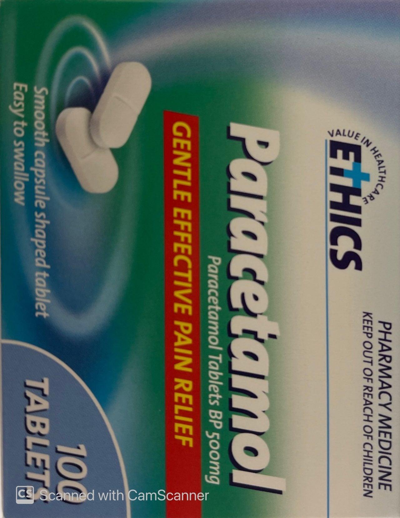 Ethics Paracetamol 500 mg 100 tablets