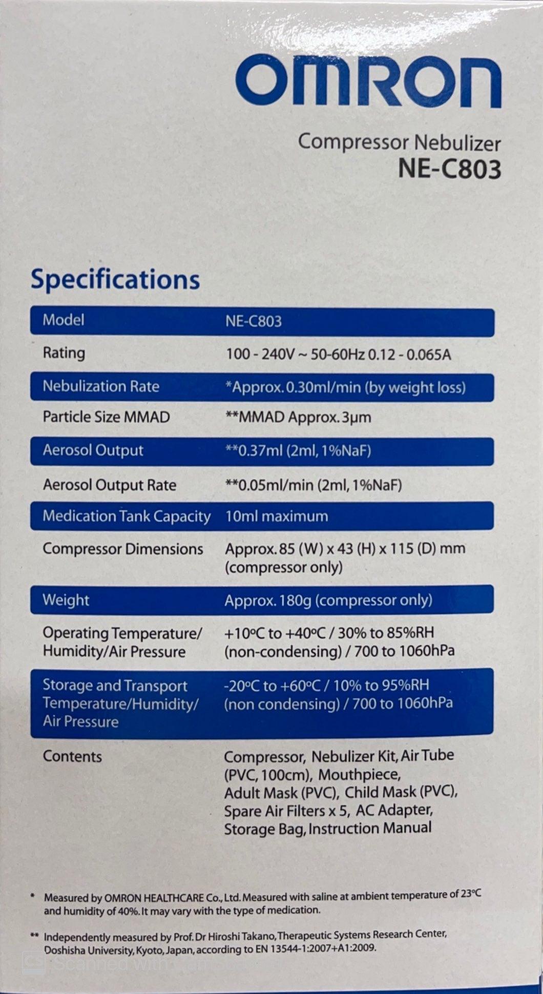 Omron Compressor Nebuliser NEC803