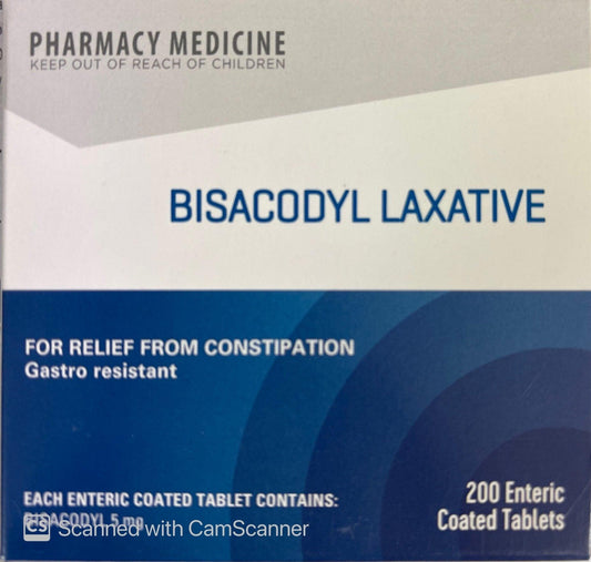 Bisacodyl Laxative Tablets For Constipation 5mg 200 Tablets - Pharmacy Medicine Qty restriction (2) applies