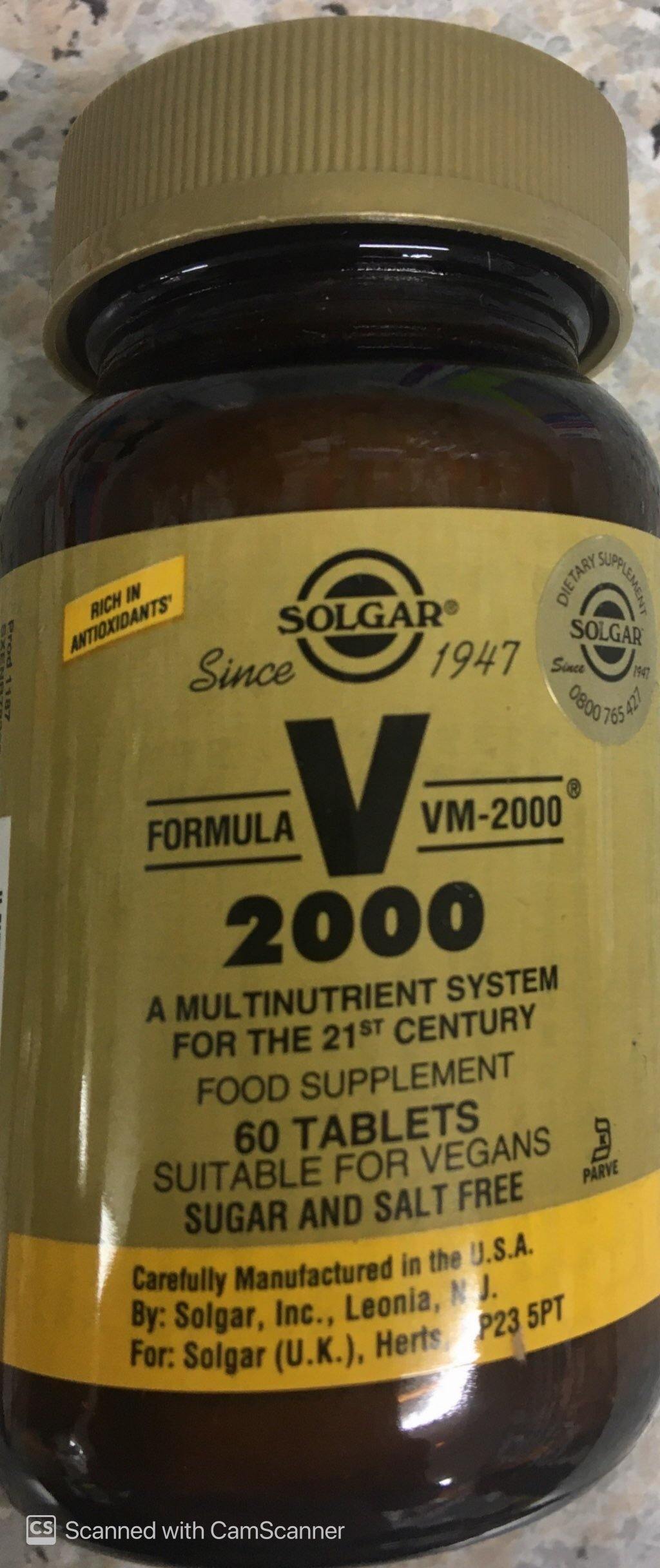 Solgar VM 2000 Multi Nutrient 60 Tablets