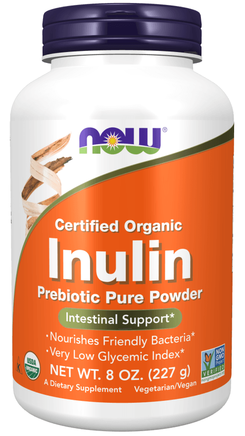 now Inulin Prebiotic Pure FOS Powder, USDA Organic 227 gm