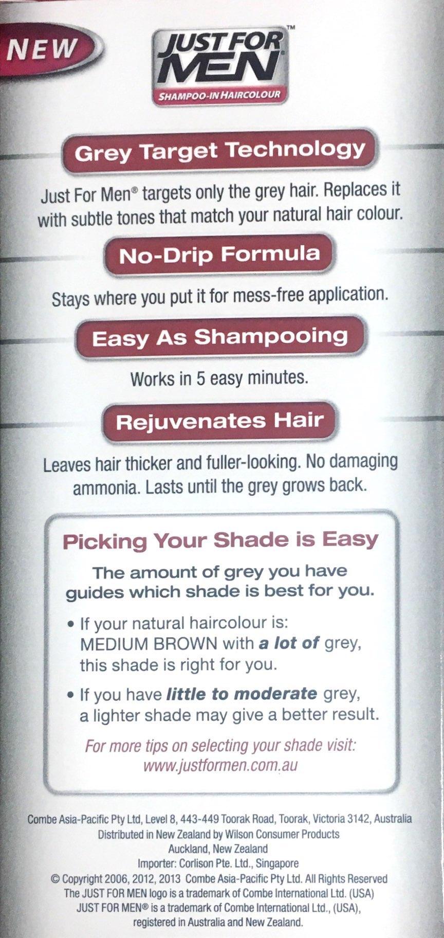 Just For Men Shampoo-In Hair Colour Medium Brown - DominionRoadPharmacy