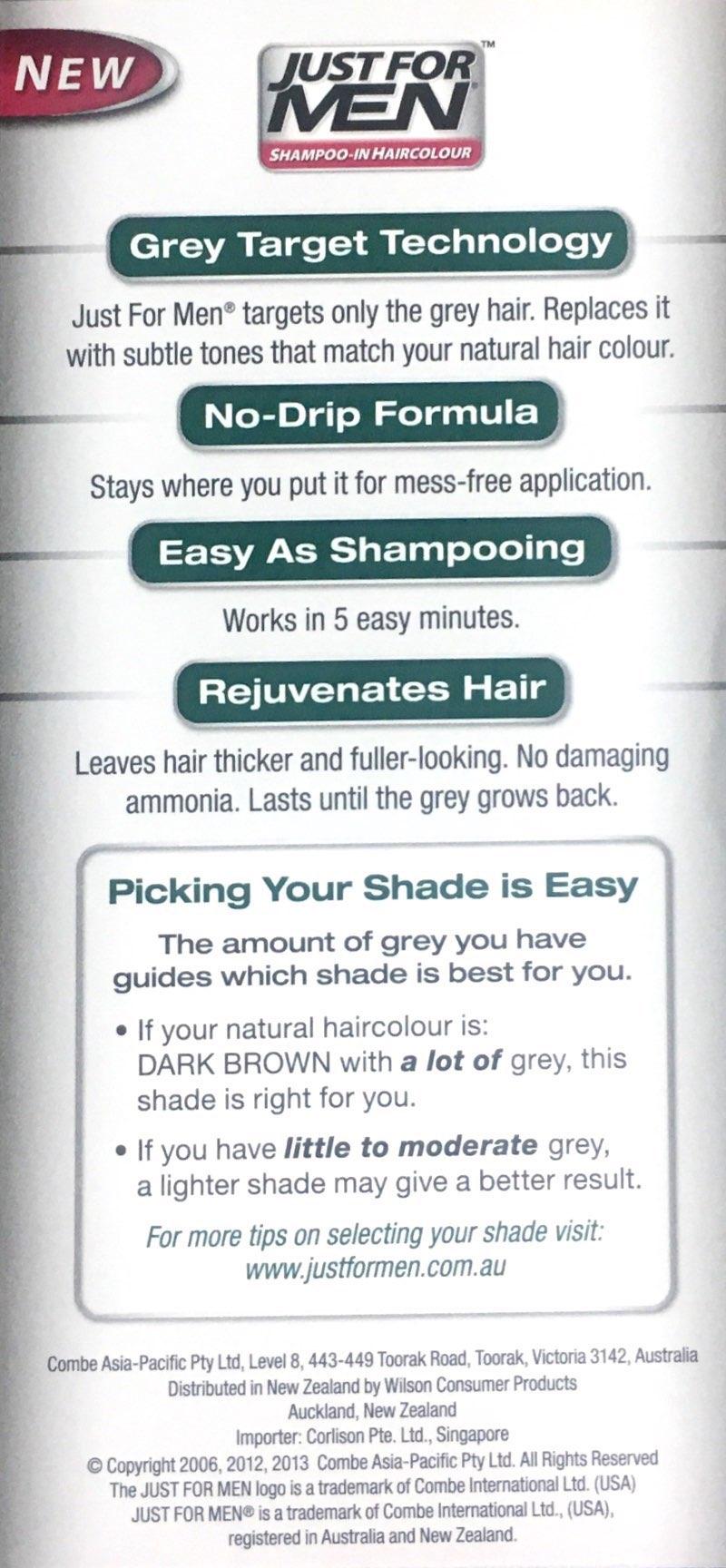 Just For Men Shampoo-In Hair Colour Dark Brown - DominionRoadPharmacy