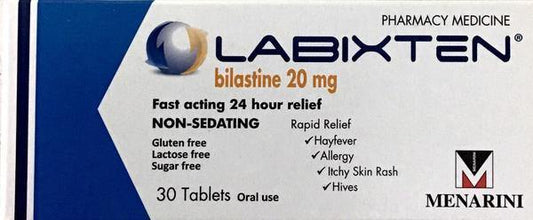 Labixten For Hayfever, Allergy, Itchy Skin - 20mg 30 Tablets  Pharmacy Medicine - DominionRoadPharmacy