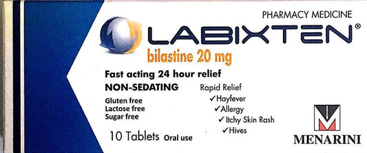 Labixten For Hayfever, Allergy, Itchy Skin - 20mg 10 Tablets  Pharmacy Medicine - DominionRoadPharmacy