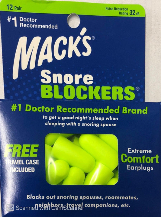Macks Snore Blockers Extreme comfort Earplugs Free Travel Case 12 pair