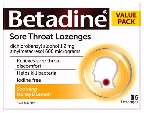 Betadine Lozenges Honey & Lemon 16 - DominionRoadPharmacy