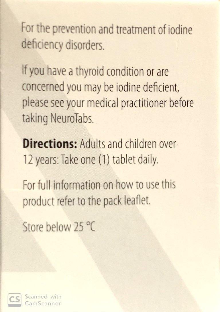 Neurotabs Iodine Deficiency Tablets - 90 Tablets for Optimal Health - DominionRoadPharmacy