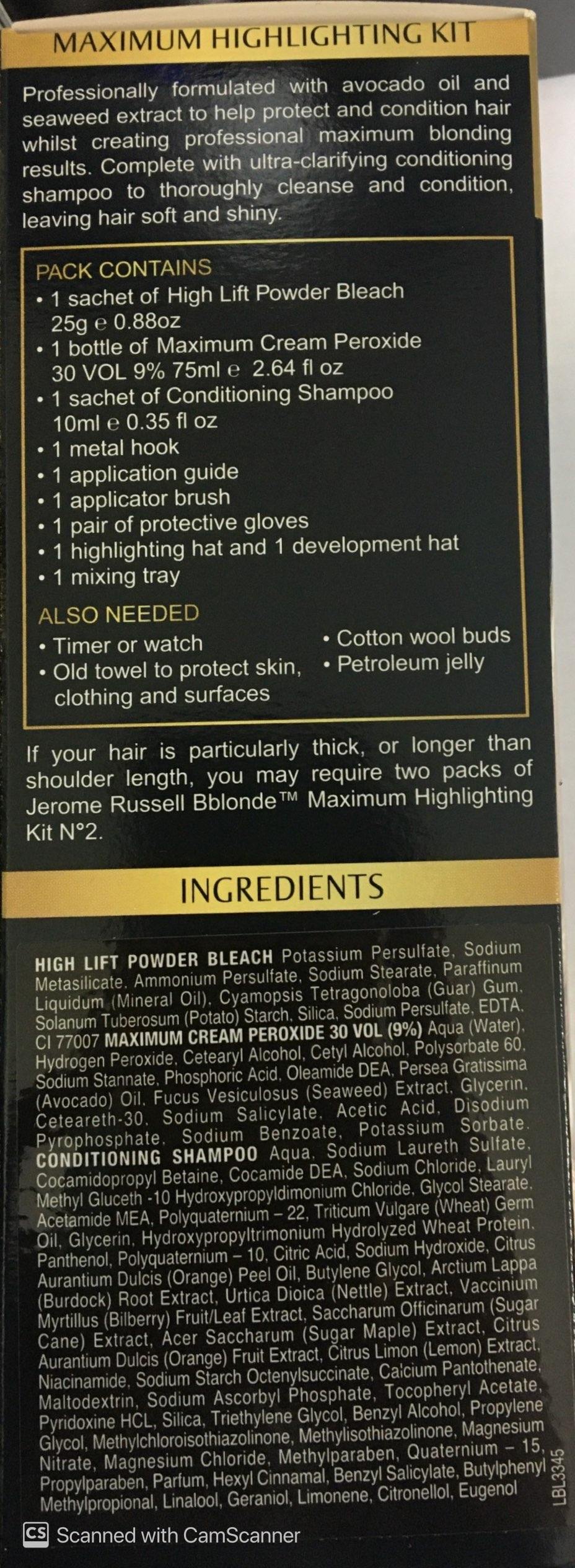 JR Bblonde  Maximum Highlighting Kit No 2 For Blonde to Medium Brown Hair