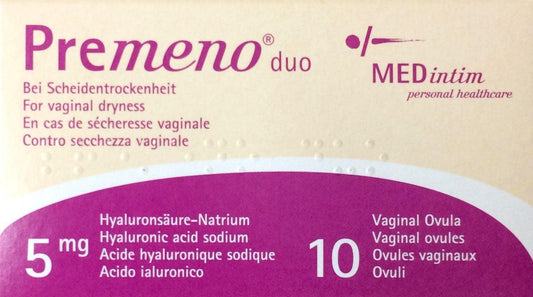 Premeno Duo 5mg Vaginal ovules for vaginal dryness 10 Ovules