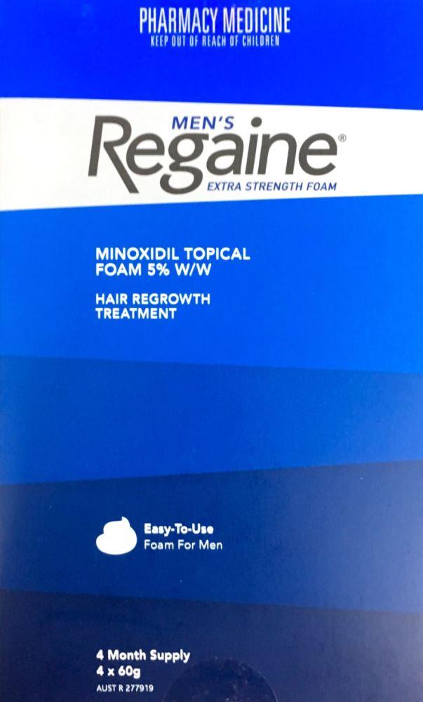 Regaine Men's Extra Strength Foam Minoxidil 5% 4 months Supply 4 * 60 g Pharmacy Medicine