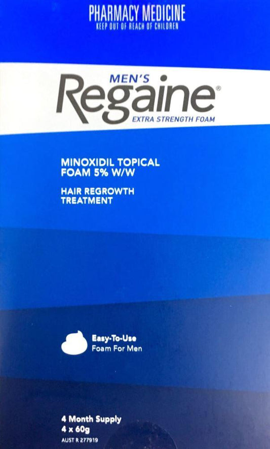 Regaine Men's Extra Strength Foam Minoxidil 5% 4 months Supply 4 * 60 g Pharmacy Medicine