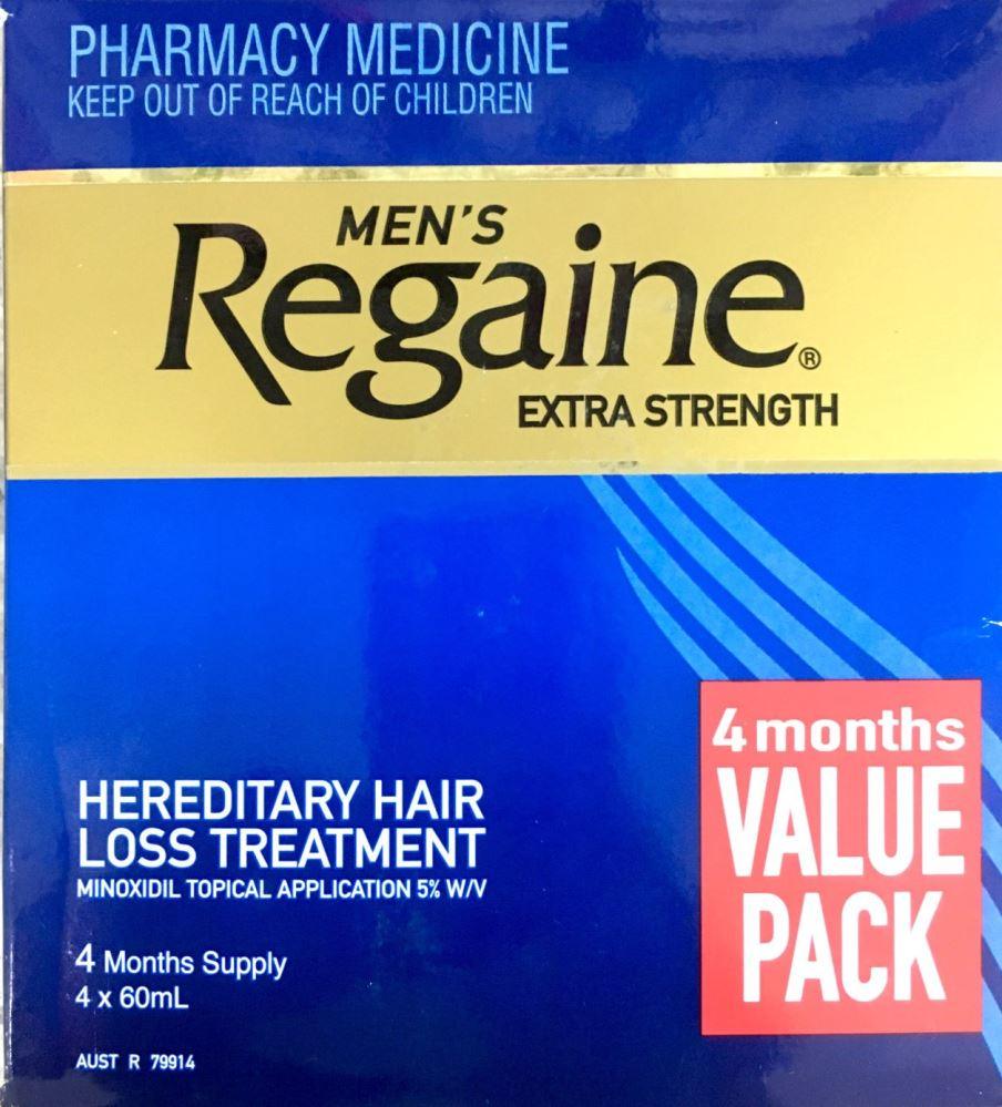 Regaine Men's Extra Strength Minoxidil 5% 4 months 4 * 60 ml Pharmacy Medicine Quantity Restriction (1) Applies