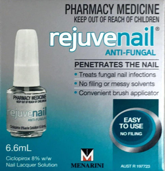 Rejuvenail Anti-Fungal Nail Laquer 6.6ml Pharmacy Medicine Quantity Restriction (4) Applies