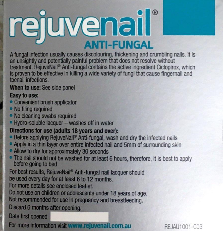 Rejuvenail Anti-Fungal Nail Laquer 6.6ml Pharmacy Medicine Quantity Restriction (4) Applies