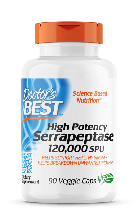 Doctor's Best High Potency Serrapeptase 120,000SPU 90 Vege Capsules