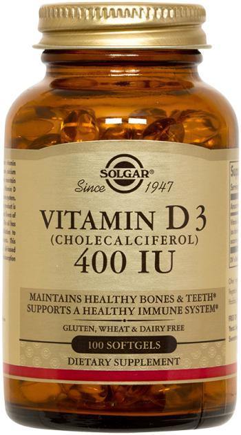 Solgar Vitamin D3 (Cholecalciferol) 400 IU Softgels 100 capsules