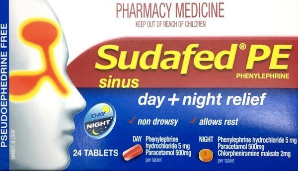 Sudafed PE Sinus Day Plus Night Relief 24 Tablets