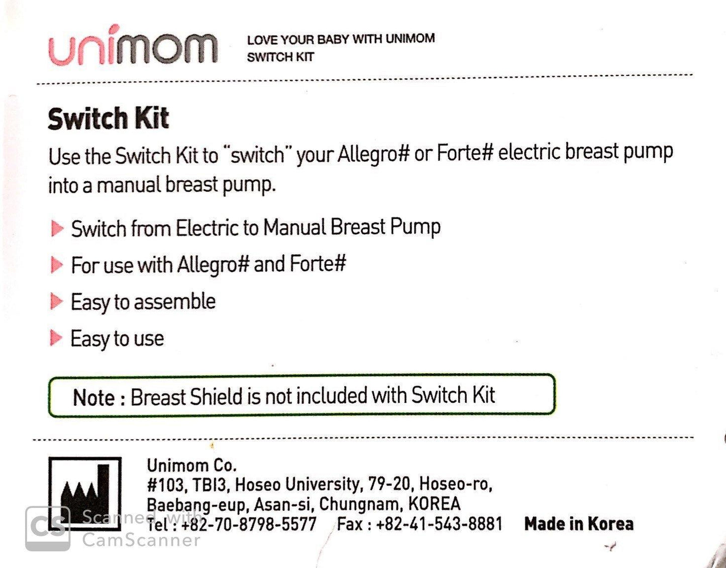 Unimom Switch Kit - ELECTRONIC TO MANUAL CONVERSION KIT