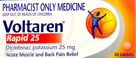 Voltaren Rapid 25 - Diclofenac Potassium 25mg 30 Tablets - Pharmacist Only Medicine