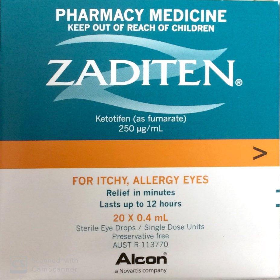 Zaditen Eye Drops Single Dose Units 20*0.4ml-Pharmacy Medicine